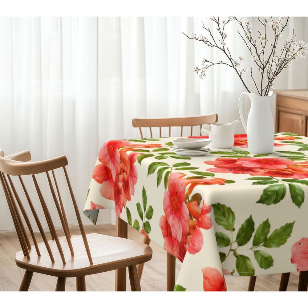 Trumpet Vine Floral Cotton Tablecloth – 60×60